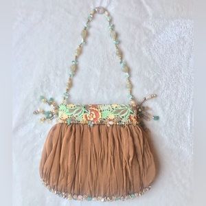 Mary Frances nutmeg colored beaded bag - As Is